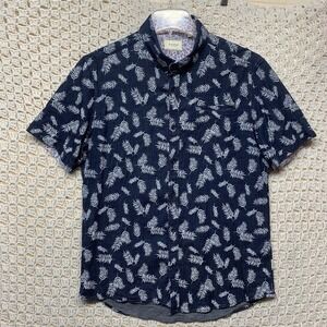 7 Diamonds Fit Shirt Mens Sz L Blue Button Down Short Sleeve Stretch Symphony